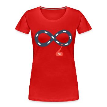 Moi et l'infini, à contre-courant - T-shirt bio Premium Femme - rouge - Devant - Mia (176cm)