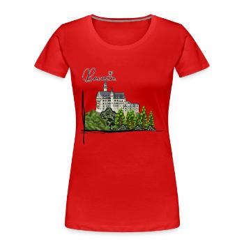 Schloss Neuschwanstein // Illustration - Frauen Premium Bio T-Shirt - Rot - Vorne - Mia (176cm)