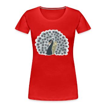 Pfau mit Rad - Frauen Premium Bio T-Shirt - Rot - Vorne - Mia (176cm)