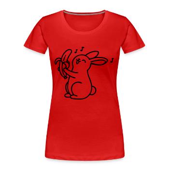 lapin chantant à la banane - T-shirt bio Premium Femme - rouge - Devant - Mia (176cm)