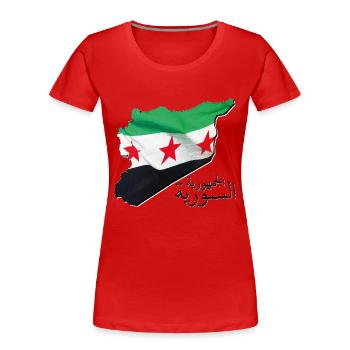 Drapeau de la Syrie sur la carte de la Syrie SY - T-shirt bio Premium Femme - rouge - Devant - Mia (176cm)