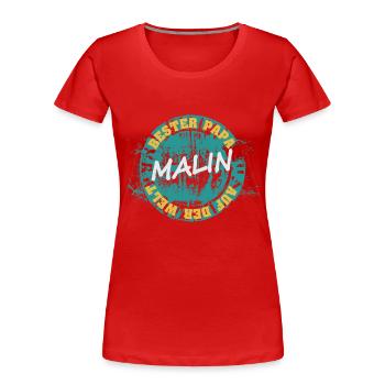 Fête des Pères Malin - T-shirt bio Premium Femme - rouge - Devant - Mia (176cm)