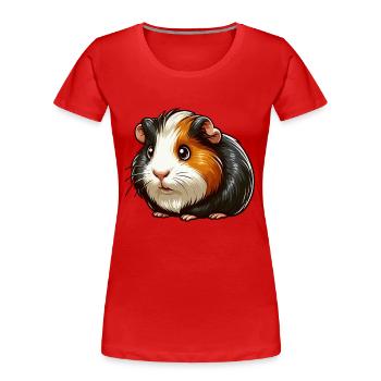 Fourrure de cochon d’Inde - T-shirt bio Premium Femme - rouge - Devant - Mia (176cm)
