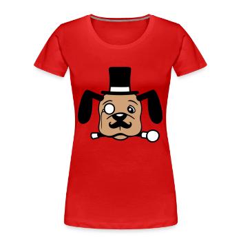Chien M. Sir Cylindre Chapeau Monocle Lunettes Empire - T-shirt bio Premium Femme - rouge - Devant - Mia (176cm)