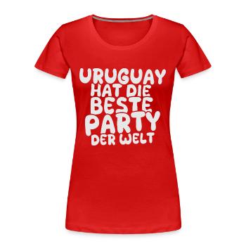 Urlaubsland Uruguay - Frauen Premium Bio T-Shirt - Rot - Vorne - Mia (176cm)