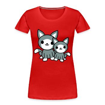 2 chats amis équipe équipage deux chatons de compagnie - T-shirt bio Premium Femme - rouge - Devant - Mia (176cm)