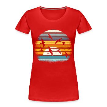 Vintage Birdwatching Bird Birder Oiseaux Birdwatcher - T-shirt bio Premium Femme - rouge - Devant - Mia (176cm)