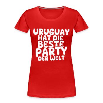 Uruguay - Frauen Premium Bio T-Shirt - Rot - Vorne - Mia (176cm)