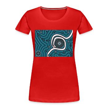 In der Mitte von Nirgendwo - quer - Frauen Premium Bio T-Shirt - Rot - Vorne - Mia (176cm)