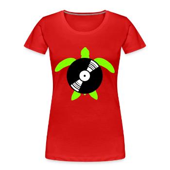 tortue d’eau disque vinyle musique DJ club - T-shirt bio Premium Femme - rouge - Devant - Mia (176cm)