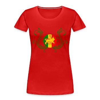 lion_of_judah_jamaica_v2c_3c - Frauen Premium Bio T-Shirt - Rot - Vorne - Mia (176cm)