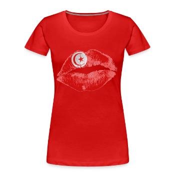 Kiss (Tunisie / Tunisie) - T-shirt bio Premium Femme - rouge - Devant - Mia (176cm)