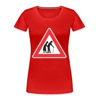 Verkehrsschild Alte Menschen rot - Frauen Premium Bio T-Shirt - Rot - Vorne - Mia (176cm)