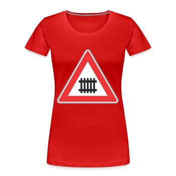 Road sign train way - Women's Premium Organic T-Shirt - red - Front - Mia (176cm)
