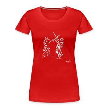 Weiß MITTELALTERLICHE SWORD - Frauen Premium Bio T-Shirt - Rot - Vorne - Mia (176cm)