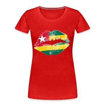 Kiss (Togo) - T-shirt bio Premium Femme - rouge - Devant - Mia (176cm)