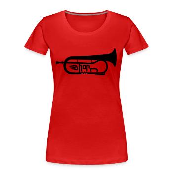 Das Flügelhorn mit Flügel - Frauen Premium Bio T-Shirt - Rot - Vorne - Mia (176cm)