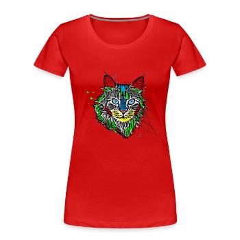 Couleur Cat | Pop Art | Chauve-souris chaton chats chaton - T-shirt bio Premium Femme - rouge - Devant - Mia (176cm)