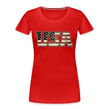 USA - Frauen Premium Bio T-Shirt - Rot - Vorne - Mia (176cm)