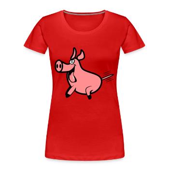 Plaisir de porc - T-shirt bio Premium Femme - rouge - Devant - Mia (176cm)