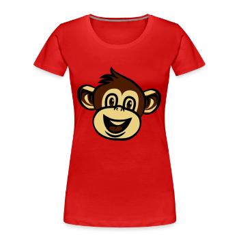 Amour drôle de singe - T-shirt bio Premium Femme - rouge - Devant - Mia (176cm)
