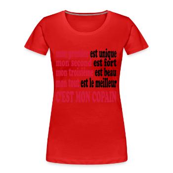 Mon copain est beau - Frauen Premium Bio T-Shirt - Rot - Vorne - Mia (176cm)