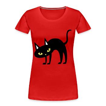 SCARY Halloween arched back cat - Women's Premium Organic T-Shirt - red - Front - Mia (176cm)