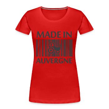 Made in Auvergne tracteur paysan - T-shirt bio Premium Femme - rouge - Devant - Mia (176cm)