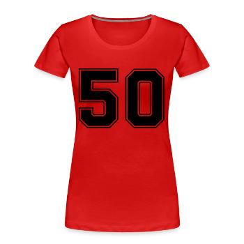 50 - Frauen Premium Bio T-Shirt - Rot - Vorne - Mia (176cm)