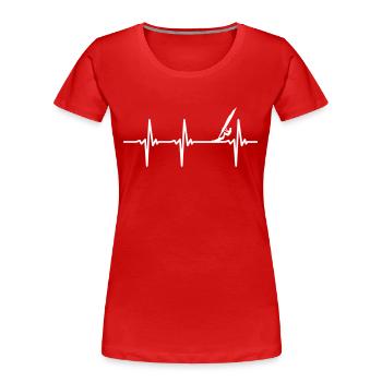 Herzschlag Windsurfen - Frauen Premium Bio T-Shirt - Rot - Vorne - Mia (176cm)