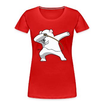 dab dabbing eisbär angeln polar fischerhaken tiere - Frauen Premium Bio T-Shirt - Rot - Vorne - Mia (176cm)