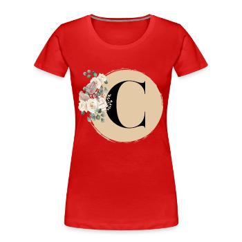 lettre C - T-shirt bio Premium Femme - rouge - Devant - Mia (176cm)
