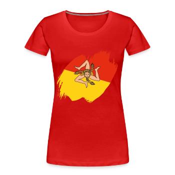 Sizilien Flagge Italien Palermo Trinacria Italia - Frauen Premium Bio T-Shirt - Rot - Vorne - Mia (176cm)