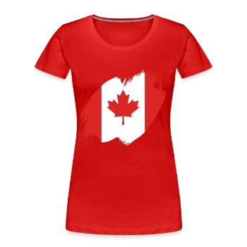 Drapeau du Canada Feuille d’érable Drapeau canadien Canada - T-shirt bio Premium Femme - rouge - Devant - Mia (176cm)