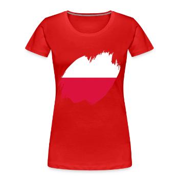 Drapeau de Pologne utilisé Look Polska Drapeau polonais - T-shirt bio Premium Femme - rouge - Devant - Mia (176cm)