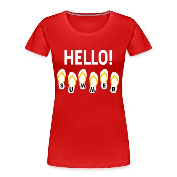 Hello Summer Spruch Urlaub Geschenk coole Sprüche - Frauen Premium Bio T-Shirt - Rot - Vorne - Mia (176cm)