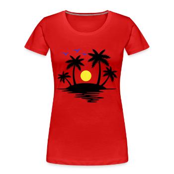 Insel Paradise - Frauen Premium Bio T-Shirt - Rot - Vorne - Mia (176cm)