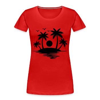 Insel Paradise - Frauen Premium Bio T-Shirt - Rot - Vorne - Mia (176cm)