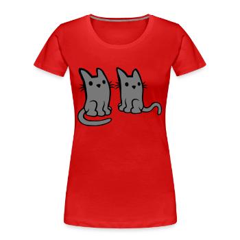 2 Katzen Freunde Team - Frauen Premium Bio T-Shirt - Rot - Vorne - Mia (176cm)