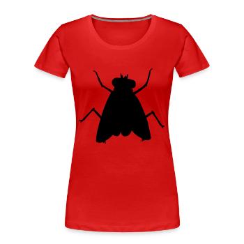 Silhouette Kleine Hausfliege Insekt - Frauen Premium Bio T-Shirt - Rot - Vorne - Mia (176cm)