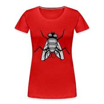 Kleine Hausfliege Insekt Design - Frauen Premium Bio T-Shirt - Rot - Vorne - Mia (176cm)