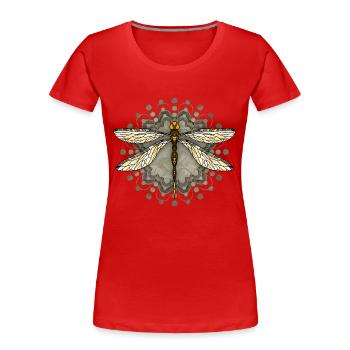 Libelle - Frauen Premium Bio T-Shirt - Rot - Vorne - Mia (176cm)