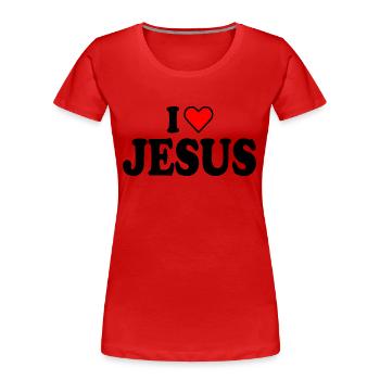 I love jesus - Frauen Premium Bio T-Shirt - Rot - Vorne - Mia (176cm)