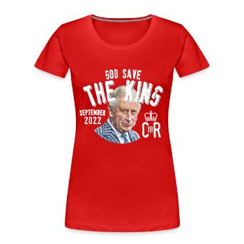 King Charles III God save the king - Women's Premium Organic T-Shirt - red - Front - Mia (176cm)