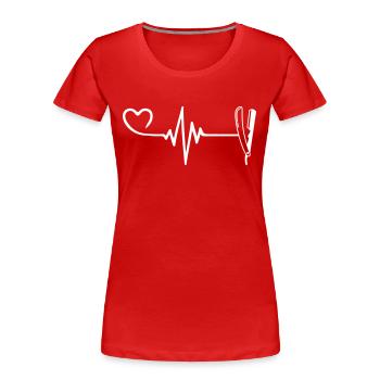 Rasieren Barber Puls Herz Liebe - Frauen Premium Bio T-Shirt - Rot - Vorne - Mia (176cm)