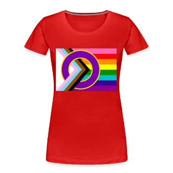 Progressive Pride Flag - Women's Premium Organic T-Shirt - red - Front - Mia (176cm)