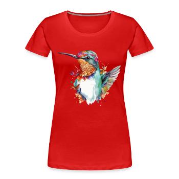 Mimi der Kolibri - Frauen Premium Bio T-Shirt - Rot - Vorne - Mia (176cm)