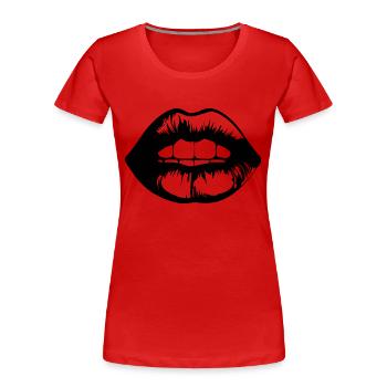 Lips, mouth, kissing lips - Women's Premium Organic T-Shirt - red - Front - Mia (176cm)