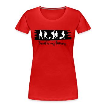 Reisen ist meine Therapie - Frauen Premium Bio T-Shirt - Rot - Vorne - Mia (176cm)