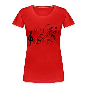 Musikalische Noten - Frauen Premium Bio T-Shirt - Rot - Vorne - Mia (176cm)